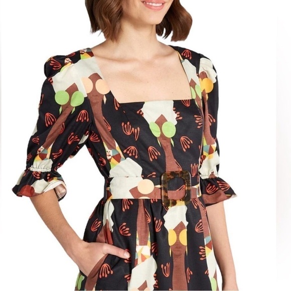 Hutch X ModCloth Dress Let’s Go Boho Brown Black Multi Maxi Size 4 - Picture 2 of 16